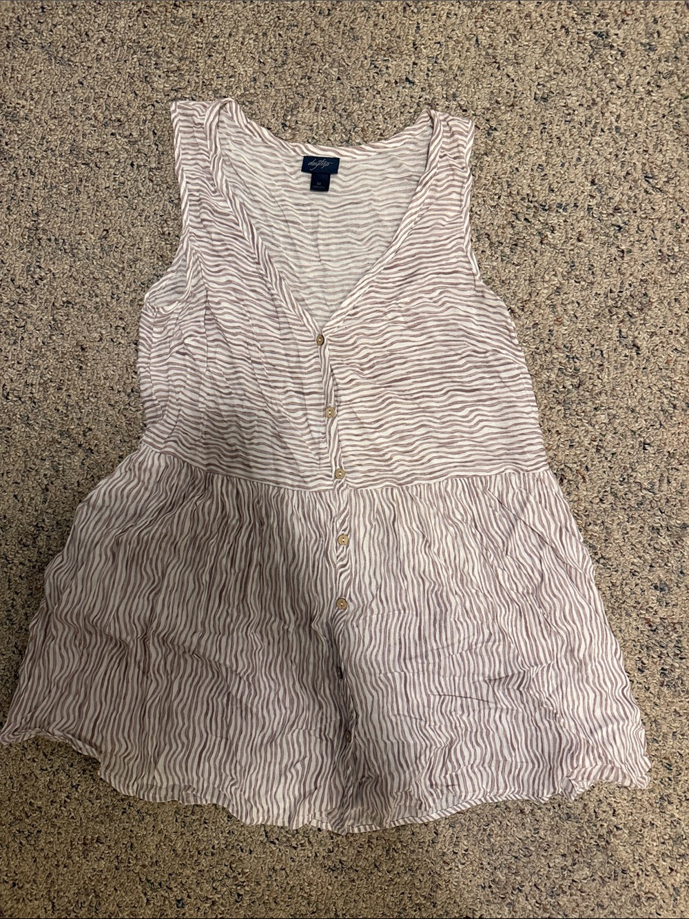 Daytrip Sleeveless Button-Front Pink Stripe Peplum Top